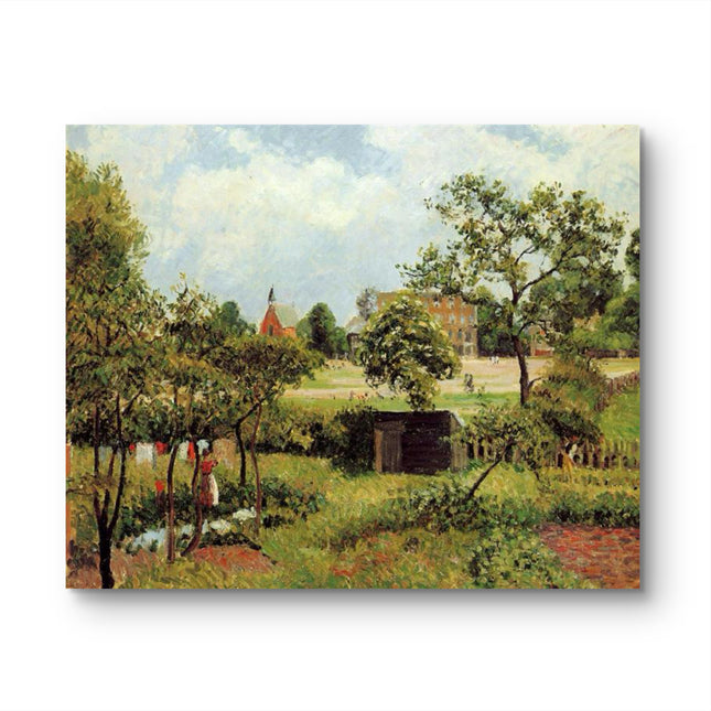 "Camille Pissarro's 'Village Church in Summer Landscape' - Hand-Painted Oil Painting Reproduction"
