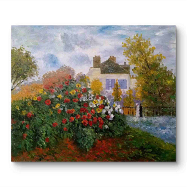 "Claude Monet Inspired 'Garden in Bloom' - Premium Hand-Painted Oil Reproduction on Canvas"