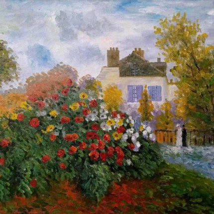 "Claude Monet Inspired 'Garden in Bloom' - Premium Hand-Painted Oil Reproduction on Canvas"