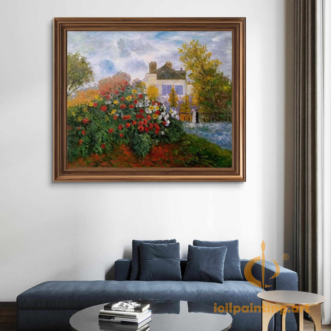 "Claude Monet Inspired 'Garden in Bloom' - Premium Hand-Painted Oil Reproduction on Canvas"