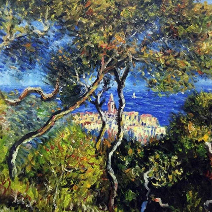 "Claude Monet's 'Coastal Village by the Sea' - Premium Hand-Painted Oil Reproduction on Canvas"