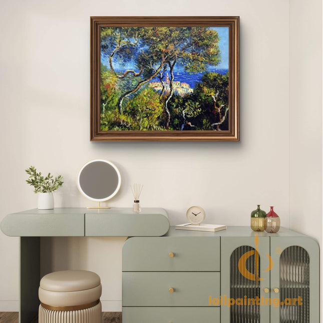 "Claude Monet's 'Coastal Village by the Sea' - Premium Hand-Painted Oil Reproduction on Canvas"