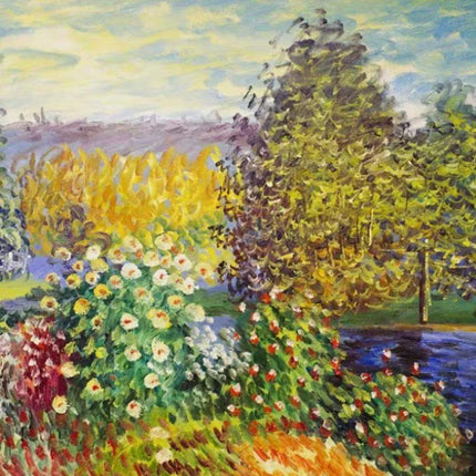 "Claude Monet Inspired 'Pathway Through Vibrant Gardens' - Premium Hand-Painted Oil Reproduction on Canvas"
