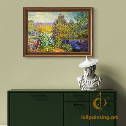 "Claude Monet Inspired 'Pathway Through Vibrant Gardens' - Premium Hand-Painted Oil Reproduction on Canvas"