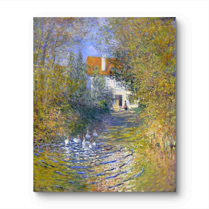 "Claude Monet's 'Country Lane with Geese' - Premium Hand-Painted Oil Reproduction on Canvas"