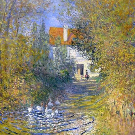 "Claude Monet's 'Country Lane with Geese' - Premium Hand-Painted Oil Reproduction on Canvas"