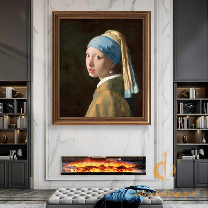 "Johannes Vermeer's 'Girl with a Pearl Earring' - Premium Hand-Painted Oil Reproduction on Canvas"