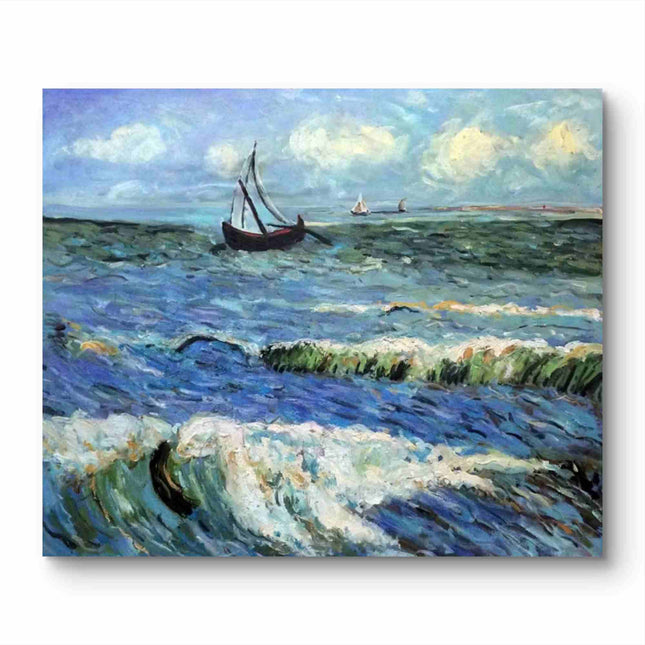 "Claude Monet's 'Seascape with Sailboats' - Premium Hand-Painted Oil Reproduction on Canvas"