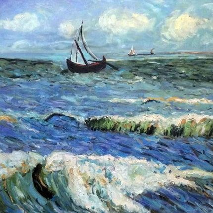 "Claude Monet's 'Seascape with Sailboats' - Premium Hand-Painted Oil Reproduction on Canvas"