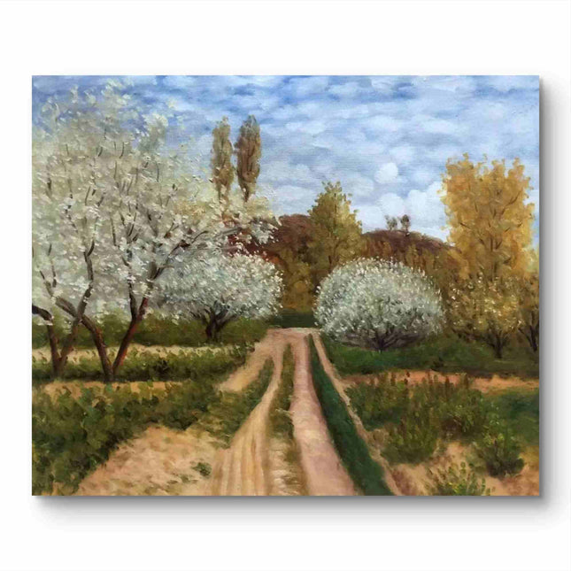 "Claude Monet Inspired 'Country Path in Bloom' - Premium Hand-Painted Oil Reproduction on Canvas"