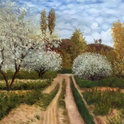 "Claude Monet Inspired 'Country Path in Bloom' - Premium Hand-Painted Oil Reproduction on Canvas"