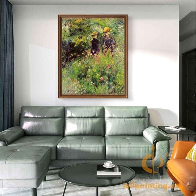 "Pierre-Auguste Renoir's 'Garden Stroll' - Premium Hand-Painted Oil Painting Reproduction"
