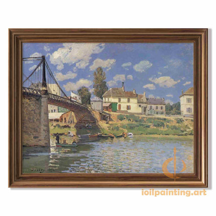 "Alfred Sisley's 'Riverside Village' - Hand-Painted Impressionist Oil Painting Reproduction"