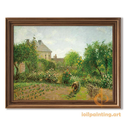 "Camille Pissarro's 'Tranquil Garden with Working Figure' - Hand-Painted Oil Painting Reproduction"