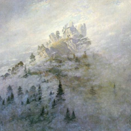 "Carl Friedrich Lessing's 'Mystic Castle in the Mist' - Hand-Painted Romantic Oil Painting Reproduction"