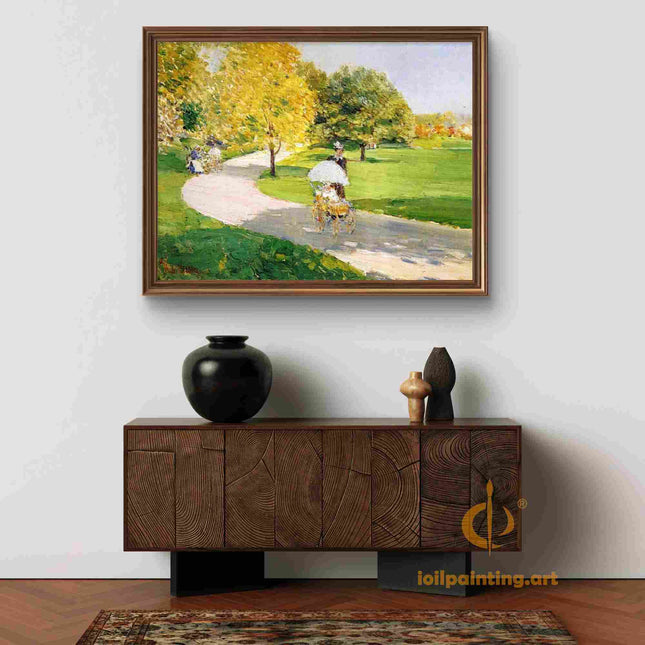 "Pierre-Auguste Renoir's 'Spring Stroll in the Park' - Hand-Painted Impressionist Oil Painting Reproduction"