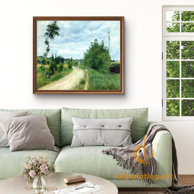 "Camille Pissarro's 'Country Road with Figures' - Hand-Painted Oil Painting Reproduction"
