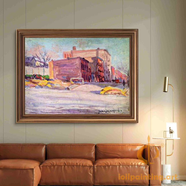 "Julian Onderdonk's 'Urban Street Scene' - Premium Hand-Painted Oil Reproduction on Canvas"