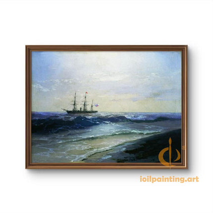 "Ivan Aivazovsky's 'Majestic Ship at Sea' - Hand-Painted Oil Painting Reproduction"