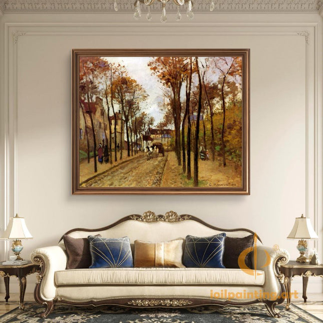"Camille Pissarro's 'Autumn Boulevard' - Hand-Painted Impressionist Oil Painting Reproduction"