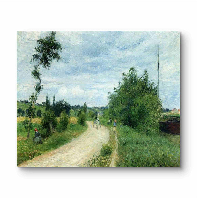 "Camille Pissarro's 'Country Road with Figures' - Hand-Painted Oil Painting Reproduction"