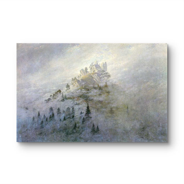 "Carl Friedrich Lessing's 'Mystic Castle in the Mist' - Hand-Painted Romantic Oil Painting Reproduction"