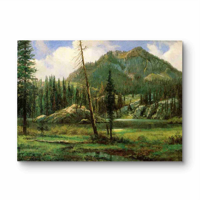 "Albert Bierstadt's 'Mountain Solitude' - Hand-Painted Landscape Oil Painting Reproduction"