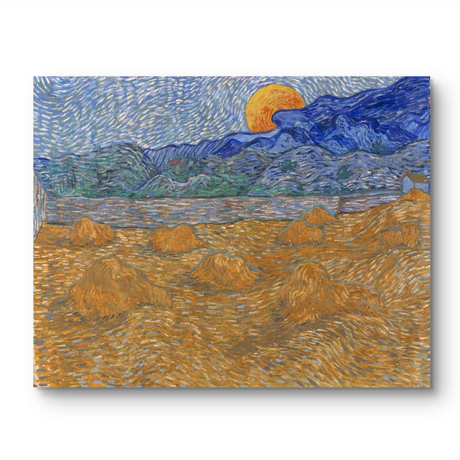 "Vincent van Gogh's 'Wheat Field with Sun and Mountains' - Premium Hand-Painted Oil Reproduction on Canvas"
