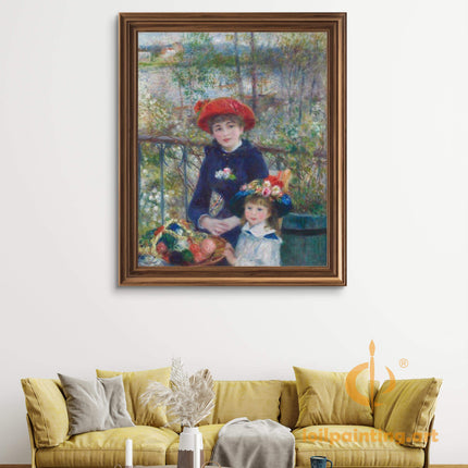 "Pierre-Auguste Renoir's 'Mother and Child on the Terrace' - Premium Hand-Painted Oil Reproduction on Canvas"