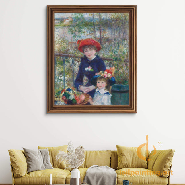 "Pierre-Auguste Renoir's 'Mother and Child on the Terrace' - Premium Hand-Painted Oil Reproduction on Canvas"