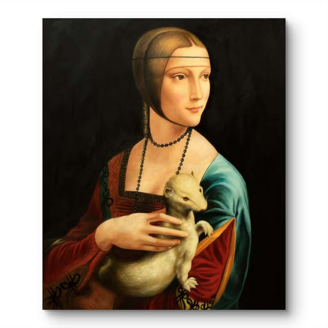 "Leonardo da Vinci's 'Lady with an Ermine' - Premium Hand-Painted Oil Reproduction on Canvas"