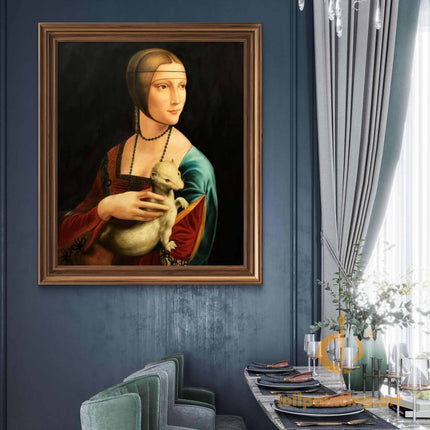 "Leonardo da Vinci's 'Lady with an Ermine' - Premium Hand-Painted Oil Reproduction on Canvas"