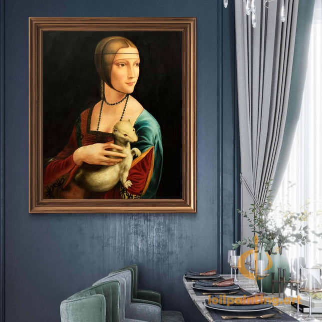 "Leonardo da Vinci's 'Lady with an Ermine' - Premium Hand-Painted Oil Reproduction on Canvas"