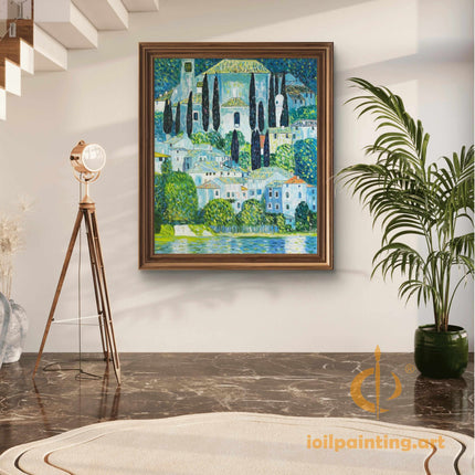 "Mediterranean Village Charm - Premium Hand-Painted Oil Reproduction on Canvas"