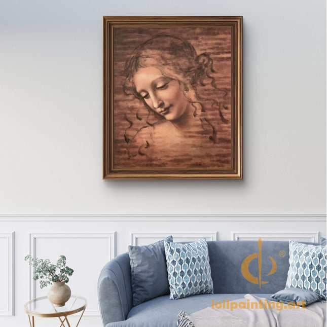 "Leonardo da Vinci's 'Serene Lady' - Premium Hand-Painted Oil Reproduction on Canvas"