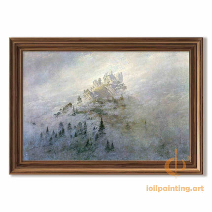 "Carl Friedrich Lessing's 'Mystic Castle in the Mist' - Hand-Painted Romantic Oil Painting Reproduction"