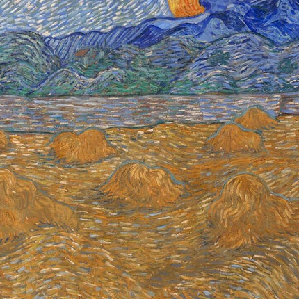 "Vincent van Gogh's 'Wheat Field with Sun and Mountains' - Premium Hand-Painted Oil Reproduction on Canvas"