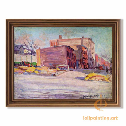"Julian Onderdonk's 'Urban Street Scene' - Premium Hand-Painted Oil Reproduction on Canvas"