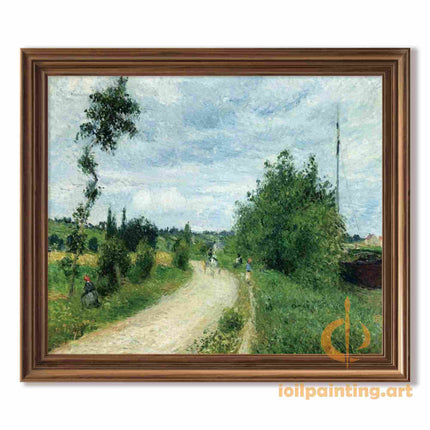 "Camille Pissarro's 'Country Road with Figures' - Hand-Painted Oil Painting Reproduction"