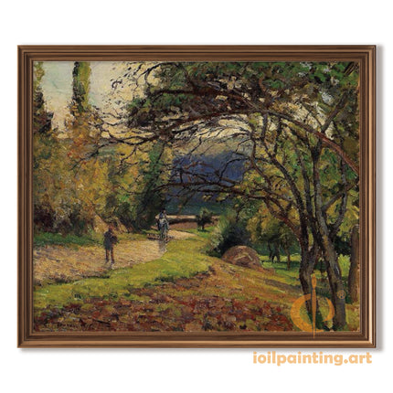 "Camille Pissarro's 'Autumn Pathway with Equestrian Rider' - Hand-Painted Oil Painting Reproduction"