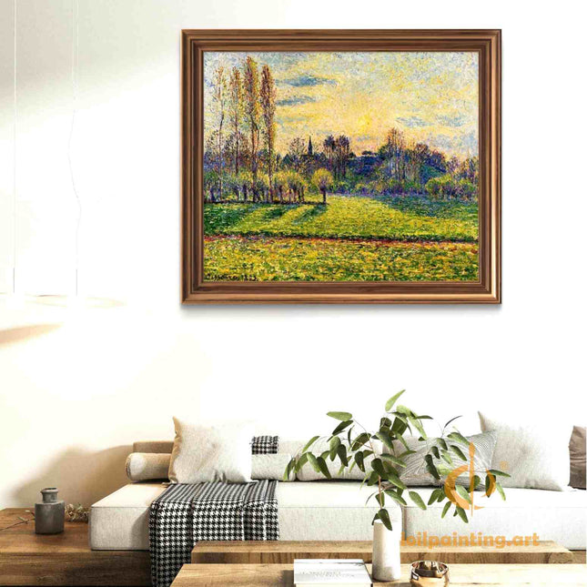 "Georges Seurat 'Tranquil Countryside at Dusk' - Hand-Painted Pointillist Landscape Reproduction | Post-Impressionist Masterpiece"