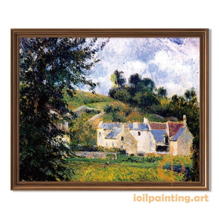 "Camille Pissarro's 'Charming Village in Bloom' - Hand-Painted Impressionist Oil Painting Reproduction"