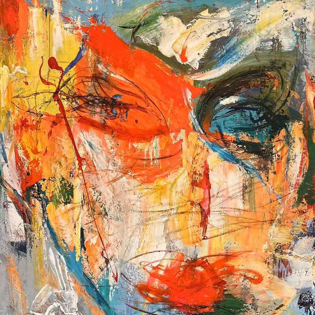 "Vivid Abstract Portrait Oil Painting Reproduction - Expressive Modern Art Print for Contemporary Interiors"