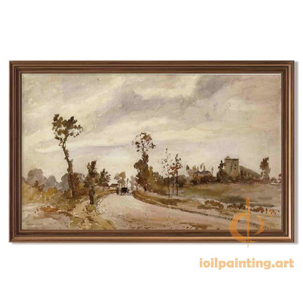 "Camille Pissarro's 'Country Road in Summer' - Hand-Painted Impressionist Oil Painting Reproduction"