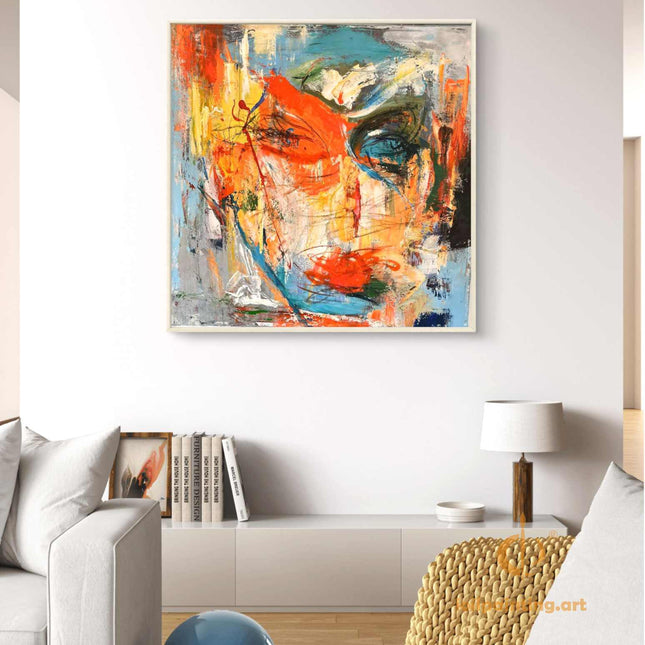 "Vivid Abstract Portrait Oil Painting Reproduction - Expressive Modern Art Print for Contemporary Interiors"