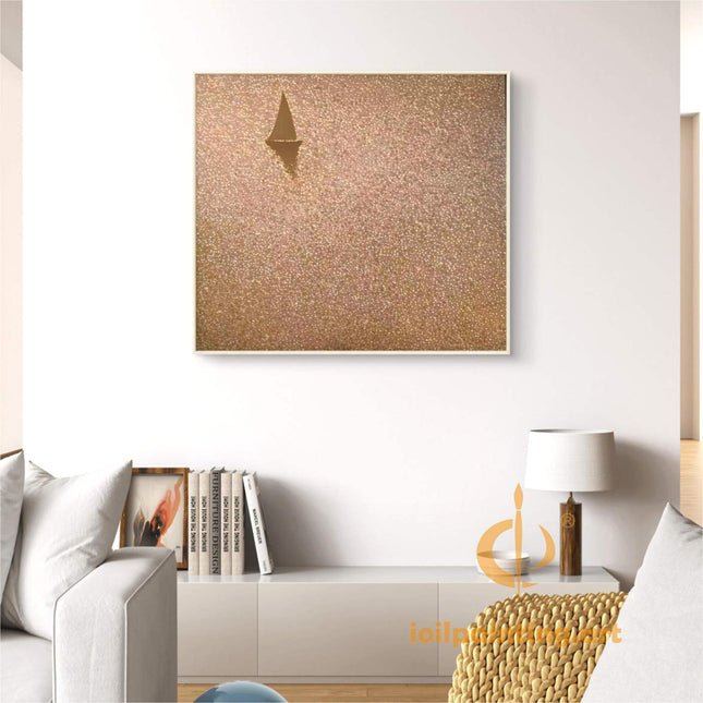 "Golden Sailboat Serenity - Premium Hand-Painted Oil Reproduction on Canvas"