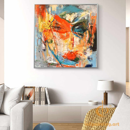 "Vivid Abstract Portrait Oil Painting Reproduction - Expressive Modern Art Print for Contemporary Interiors"