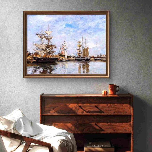 "Eugène Boudin's 'Harbor Serenity with Sailboats' - Hand-Painted Oil Painting Reproduction"
