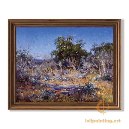 "Julian Onderdonk's 'Sunlit Oak in Summer Landscape' - Premium Hand-Painted Oil Reproduction on Canvas"