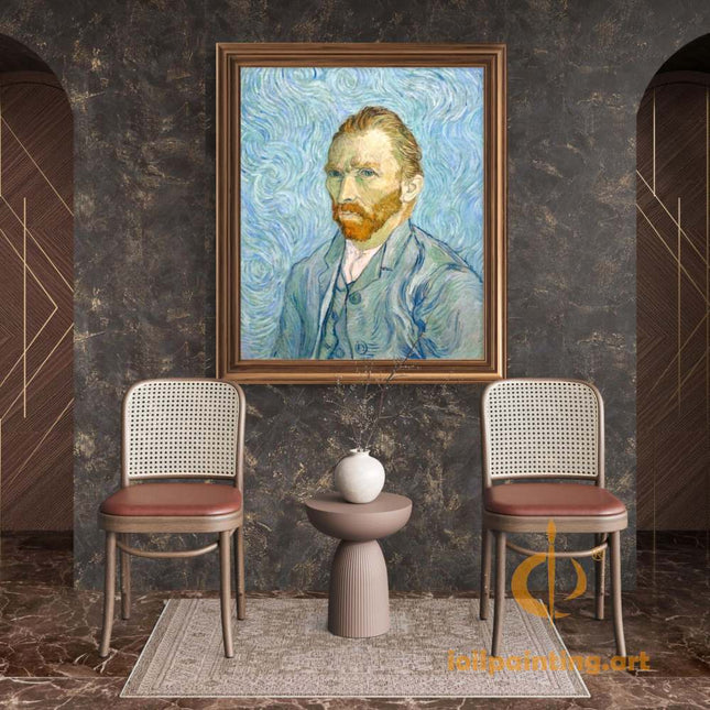 "Vincent van Gogh's 'Self-Portrait with Blue Background' - Premium Hand-Painted Oil Reproduction on Canvas"